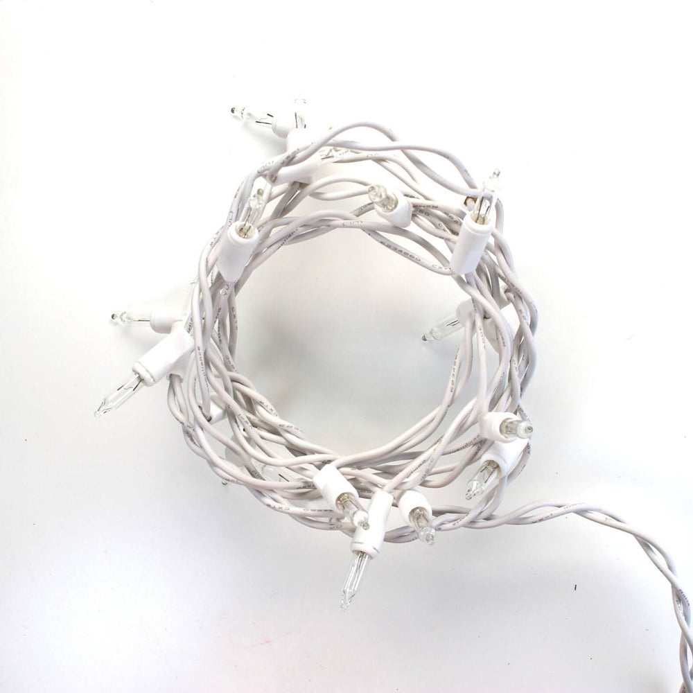 20-bulb Clear Craft Lights, White Wire