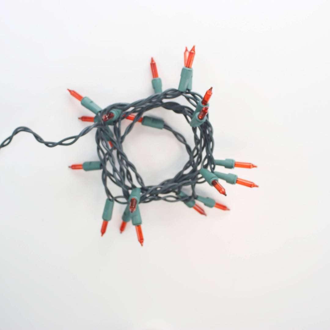20-bulb Orange Craft Lights, Green Wire
