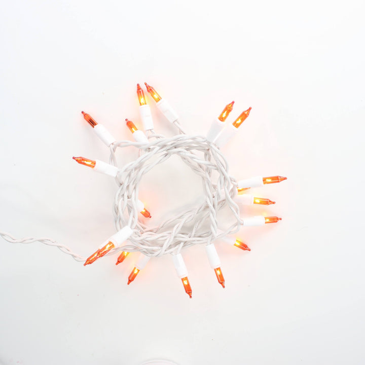 20-bulb Orange Craft Lights, White Wire