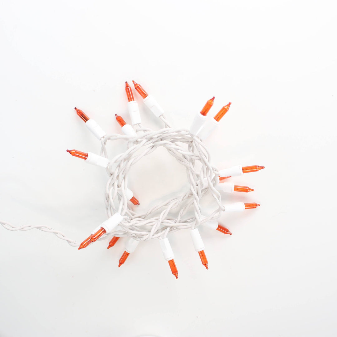 20-bulb Orange Craft Lights, White Wire