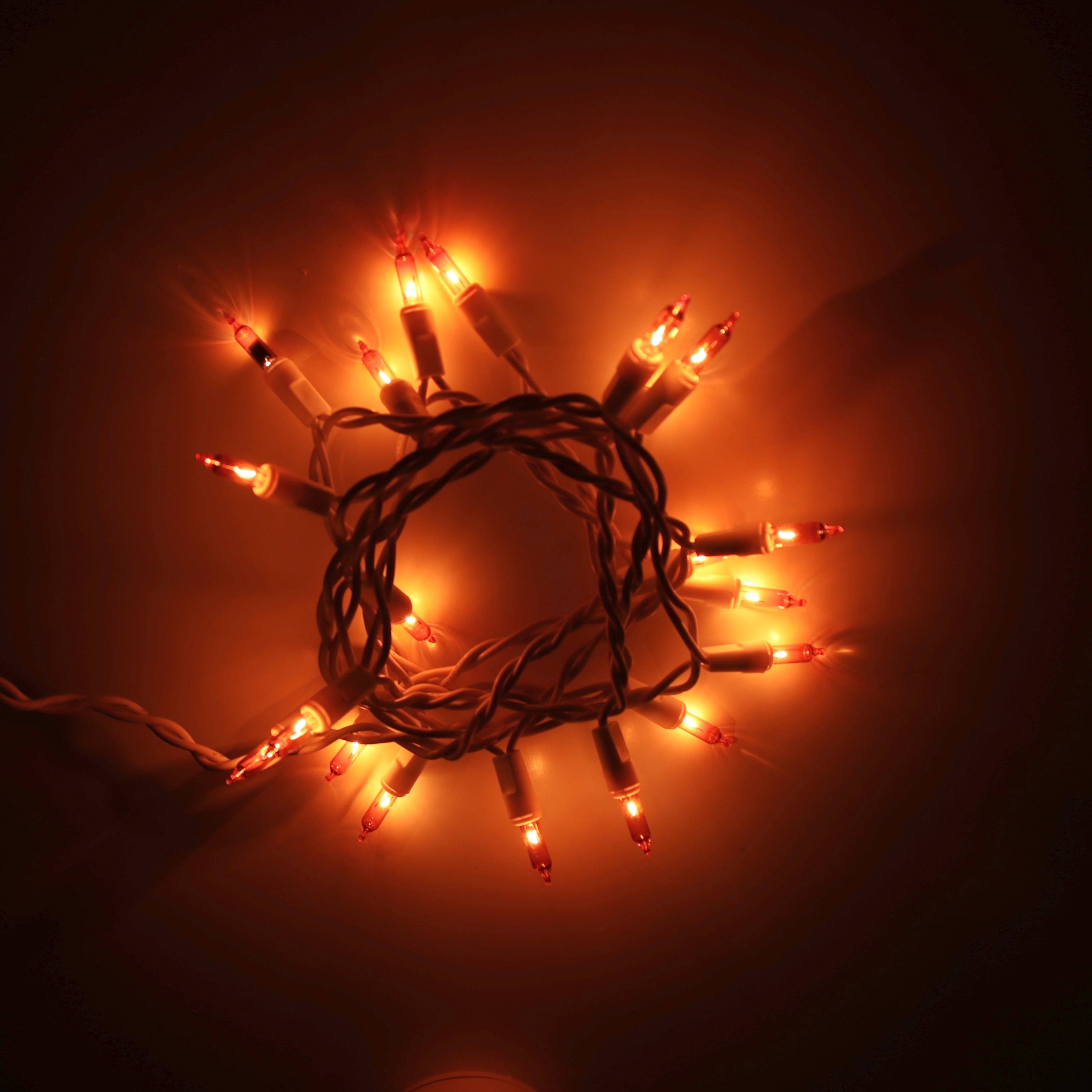20-bulb Orange Glass Craft Lights, White Wire – Christmas Light Source