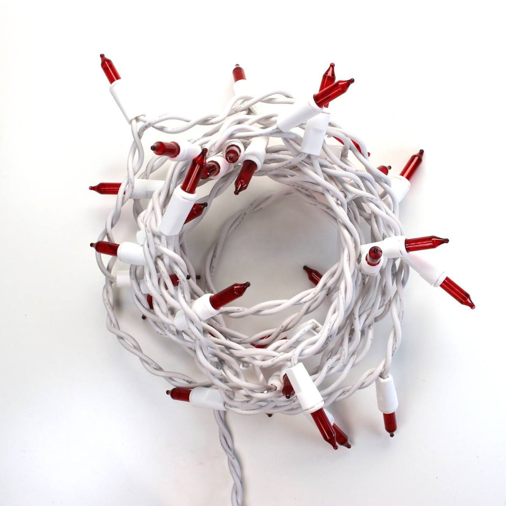 20-bulb Red Craft Lights, White Wire