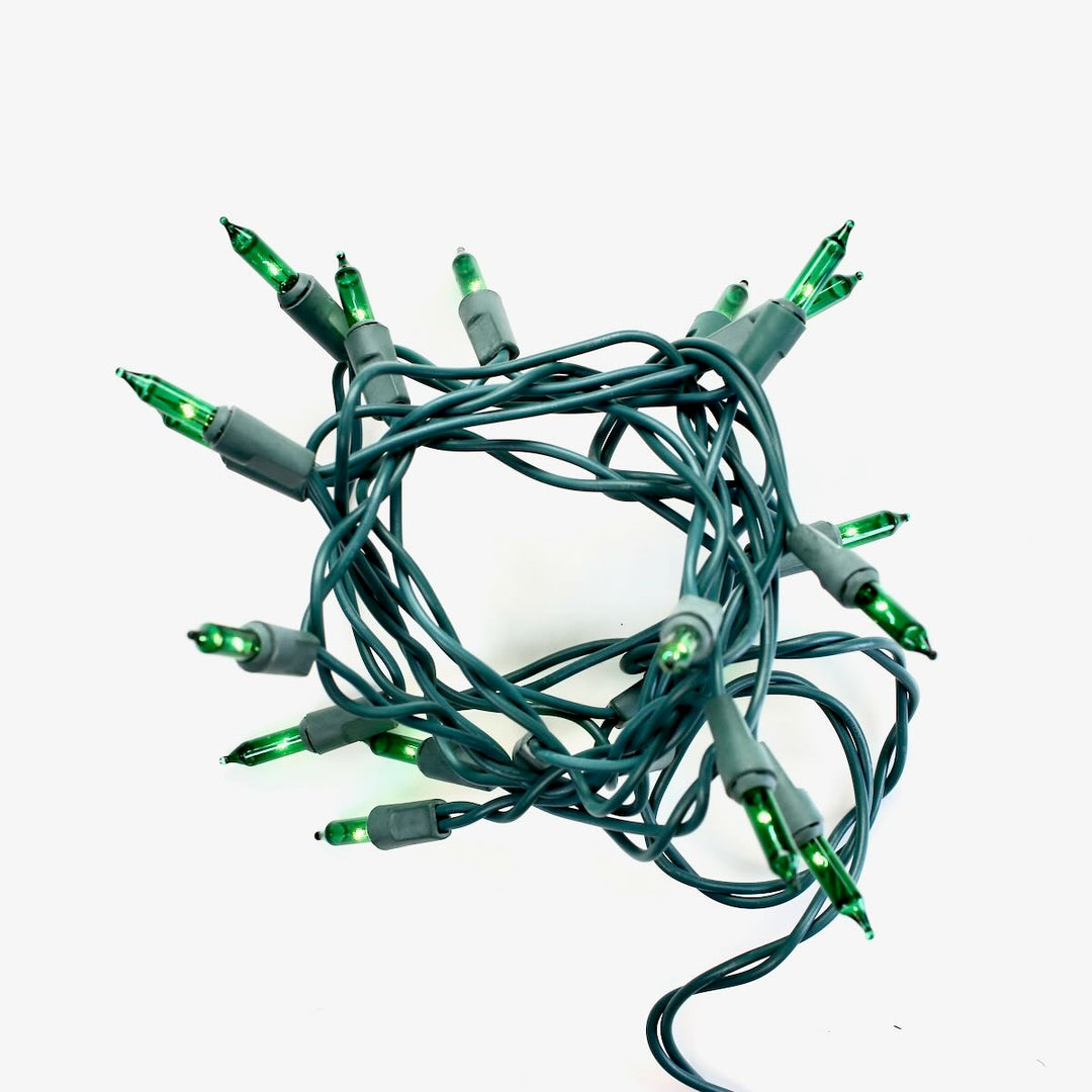 20-bulb Green Craft Lights, Green Wire