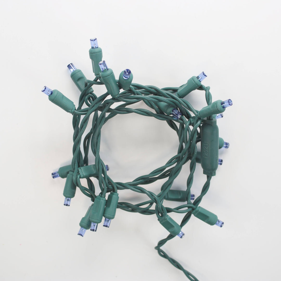 20-light Blue LED Craft Lights, Green Wire