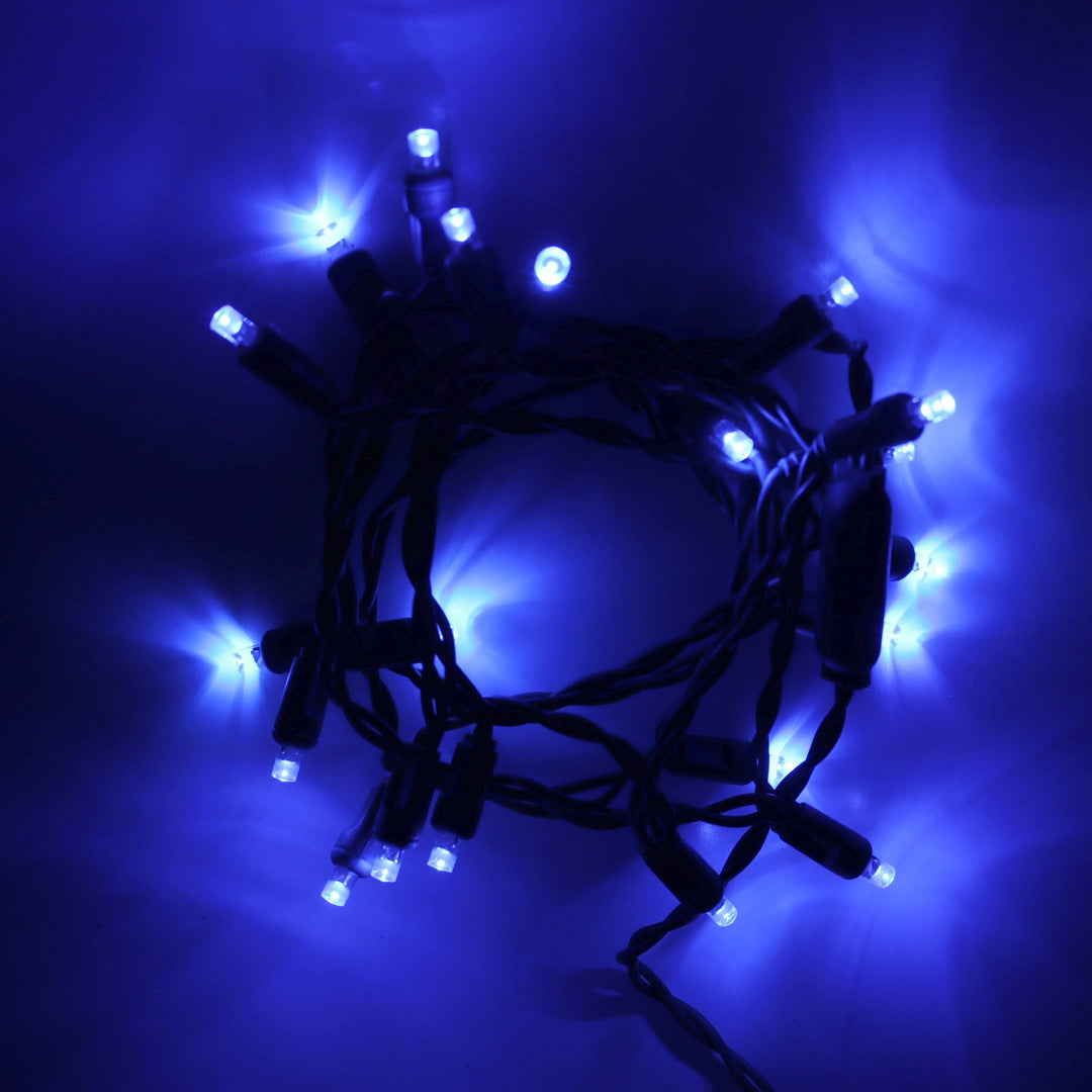 20-light Blue LED Craft Lights, Green Wire