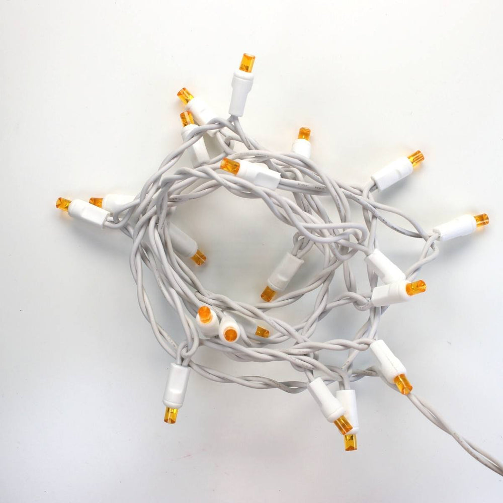 20-light Orange LED Craft Lights, White Wire