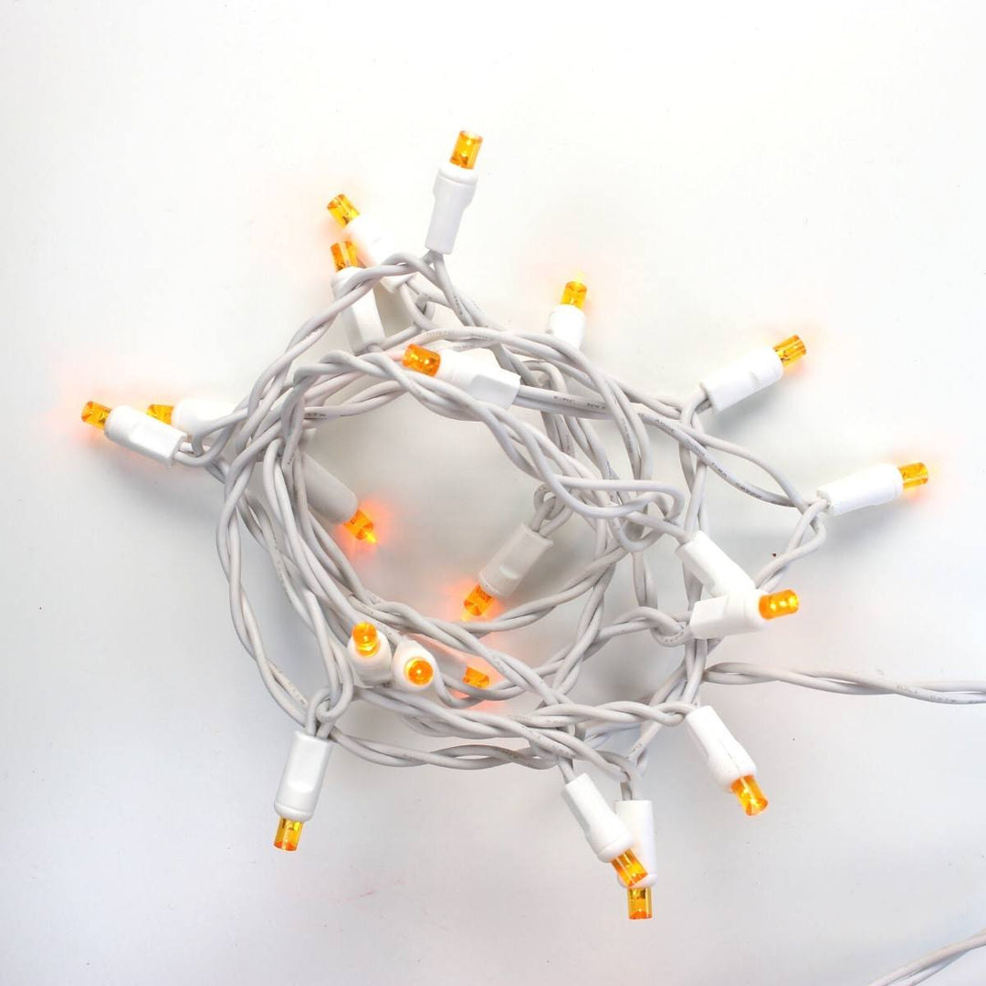 20-light Orange LED Craft Lights, White Wire