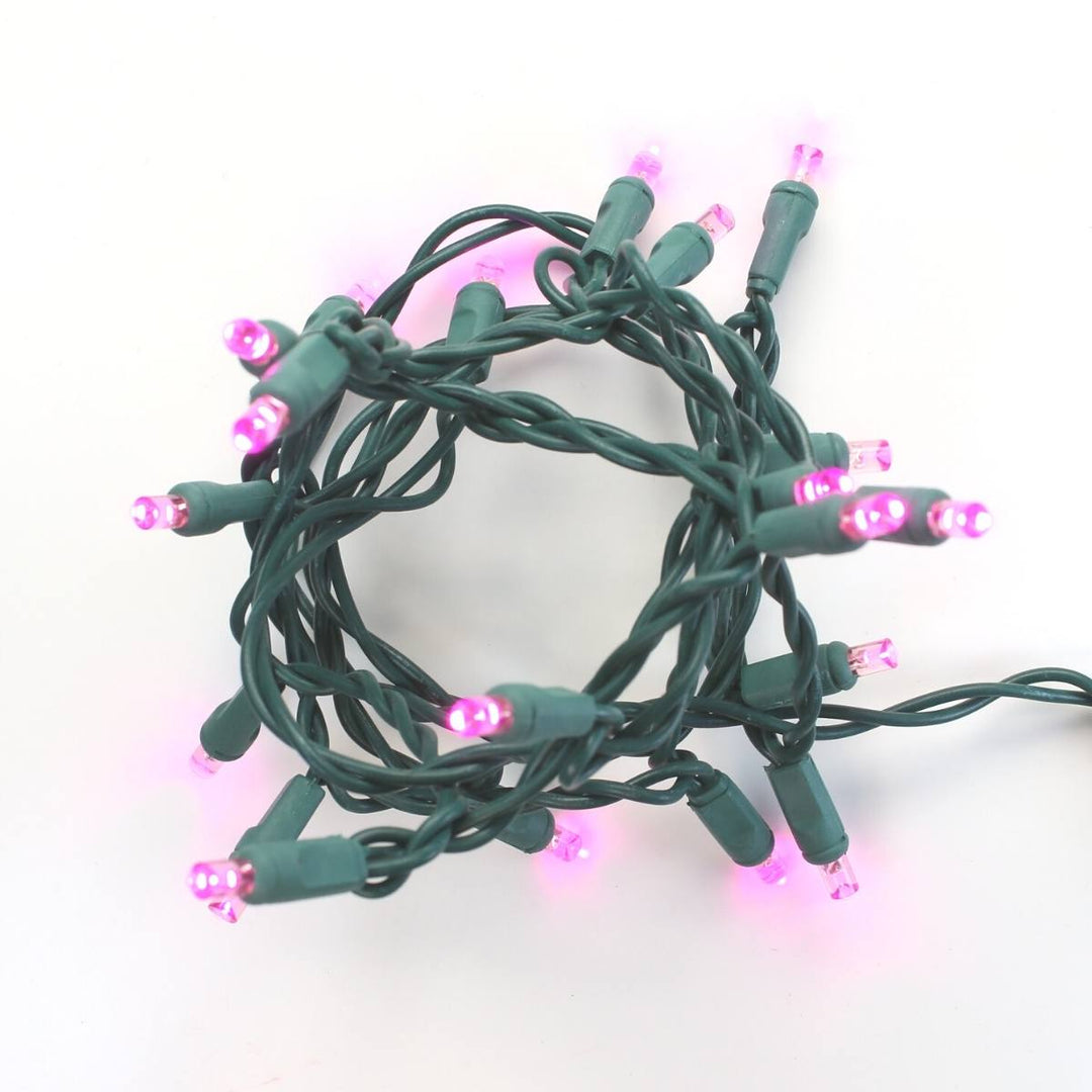 20-light Pink LED Craft Lights, Green Wire