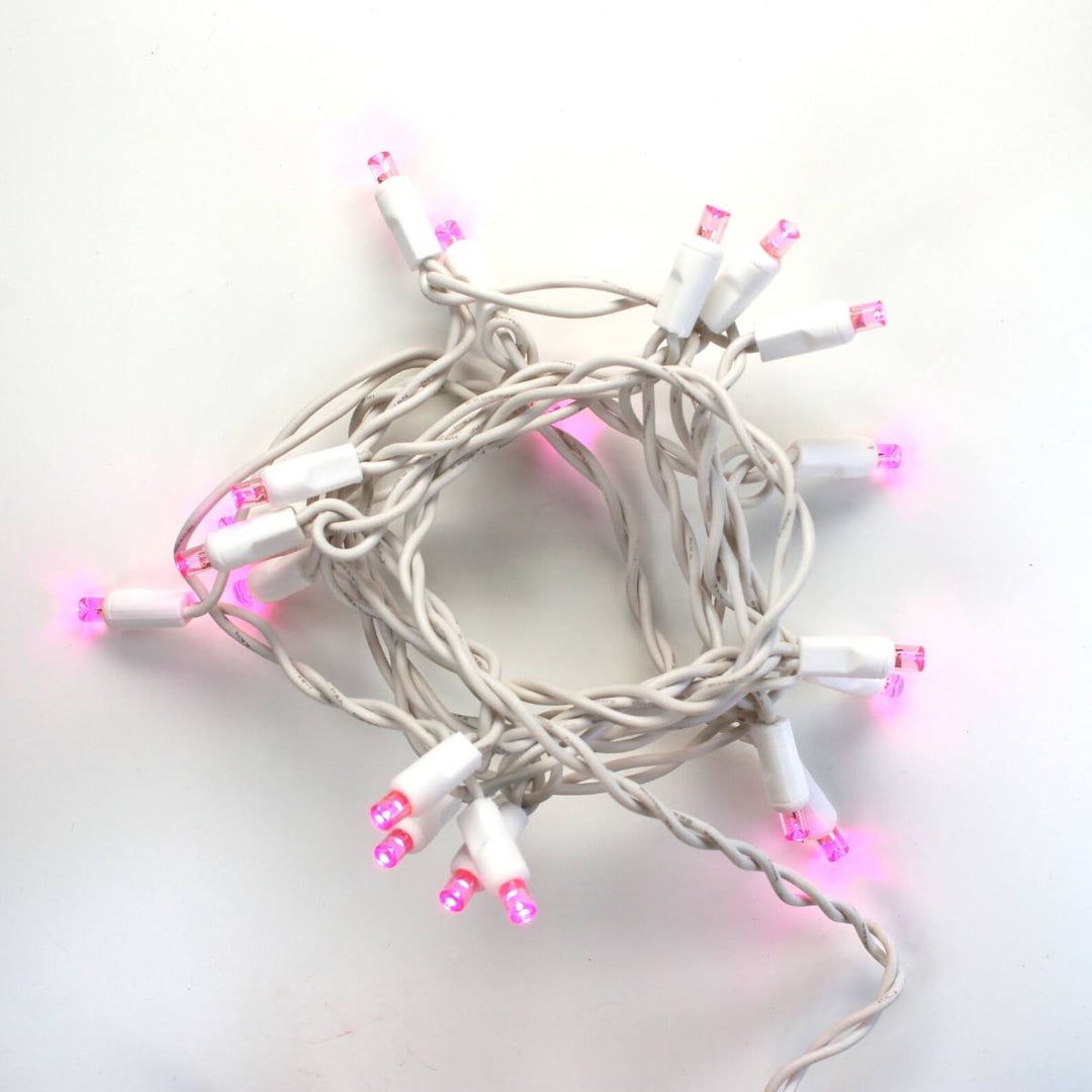 20-light Pink LED Craft Lights, White Wire