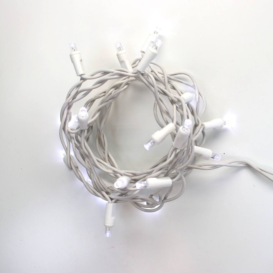 20-light Pure White LED Craft Lights, White Wire