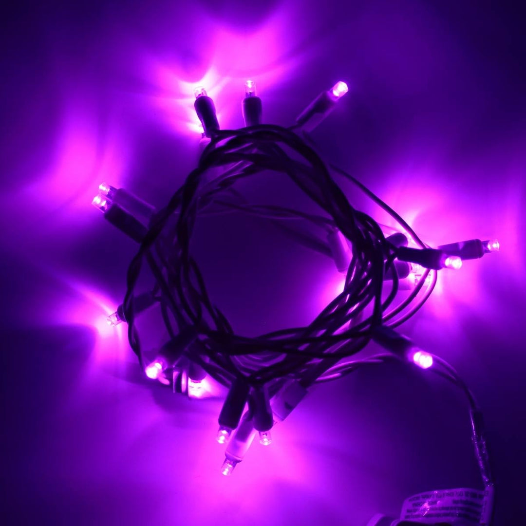 20-light Purple LED Craft Lights, White Wire