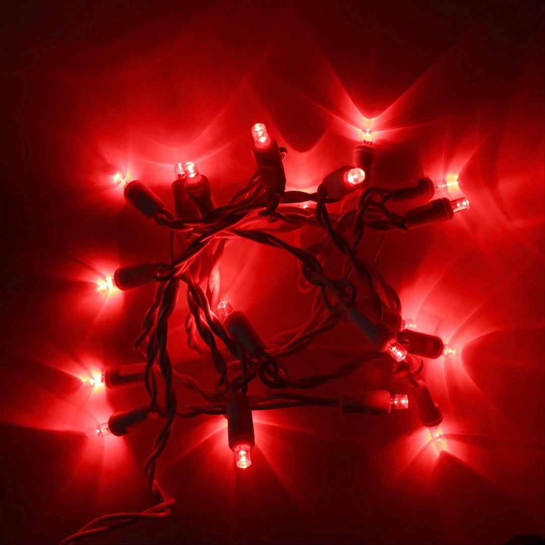 20-light Red LED Craft Lights, White Wire