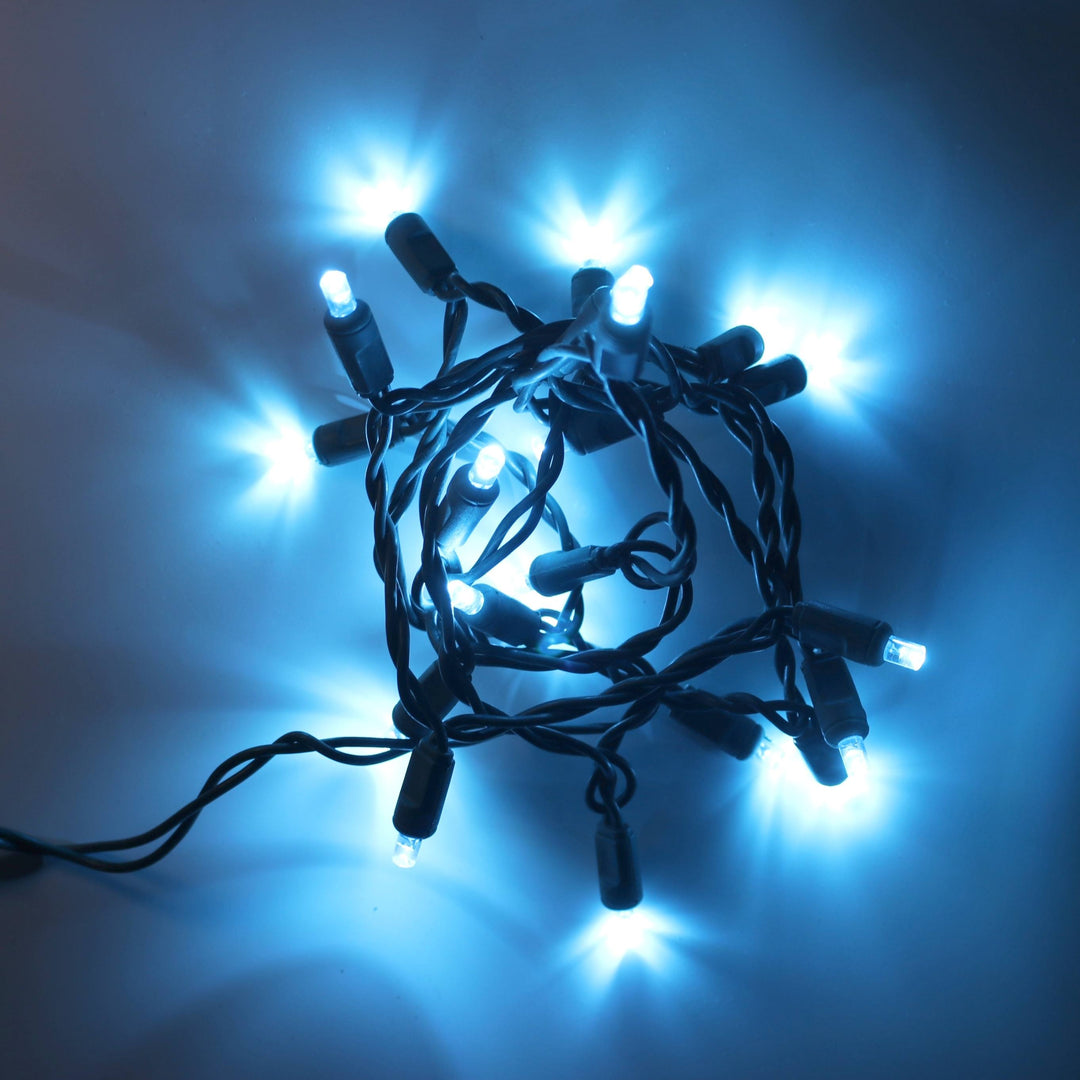 20-light Teal LED Craft Lights, Green Wire