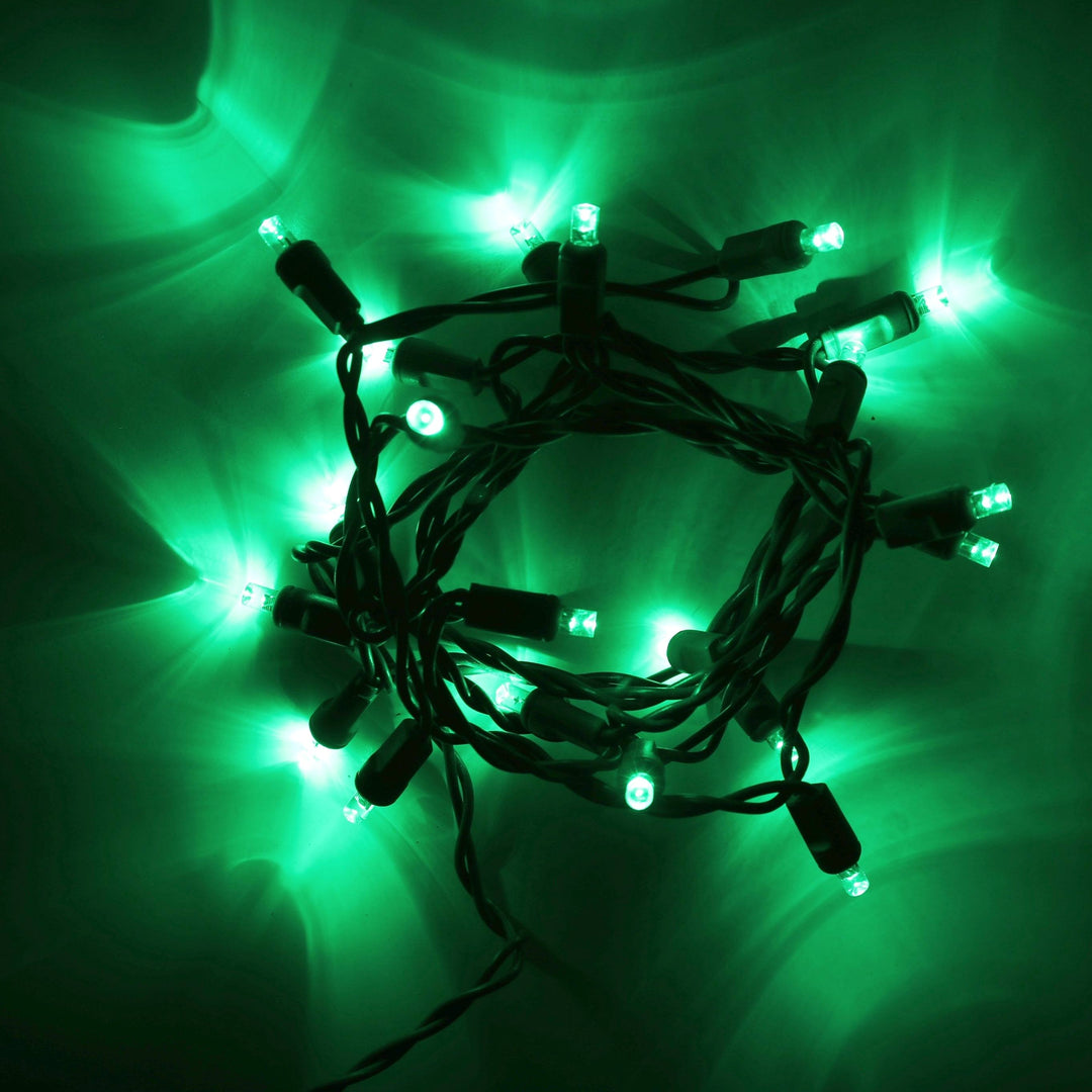 20-light Green LED Craft Lights, Green Wire