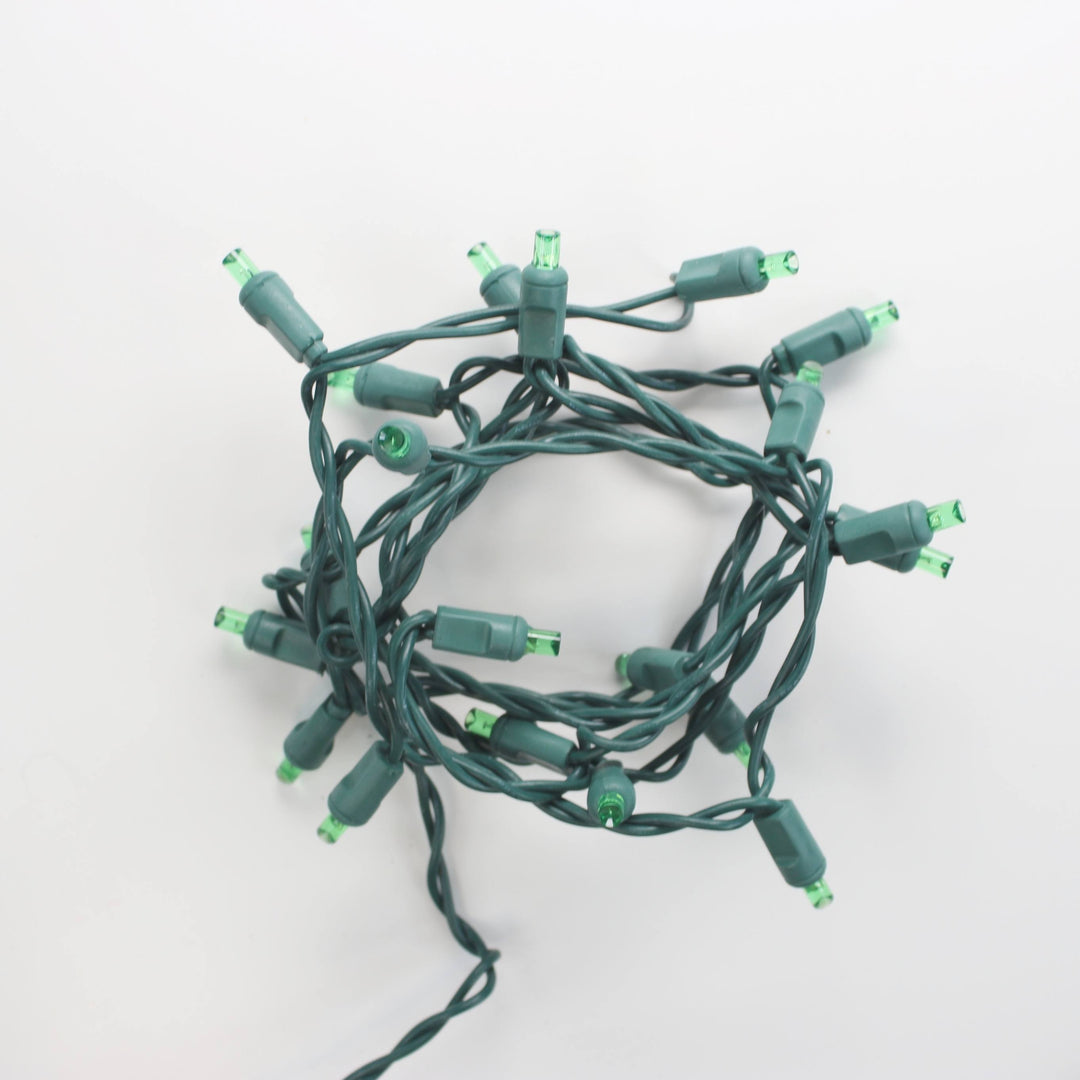 20-light Green LED Craft Lights, Green Wire