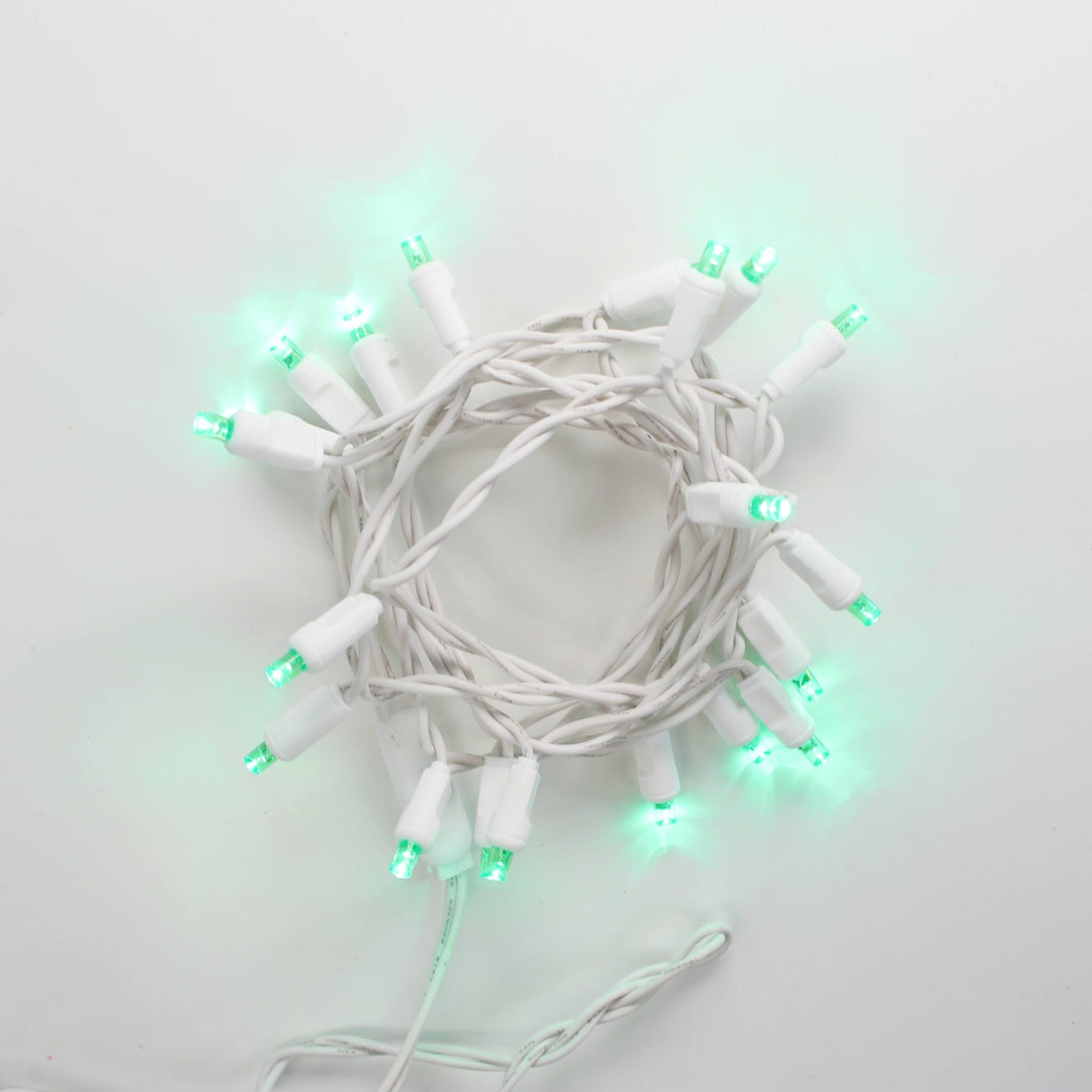 20-light Green LED Craft Lights, White Wire
