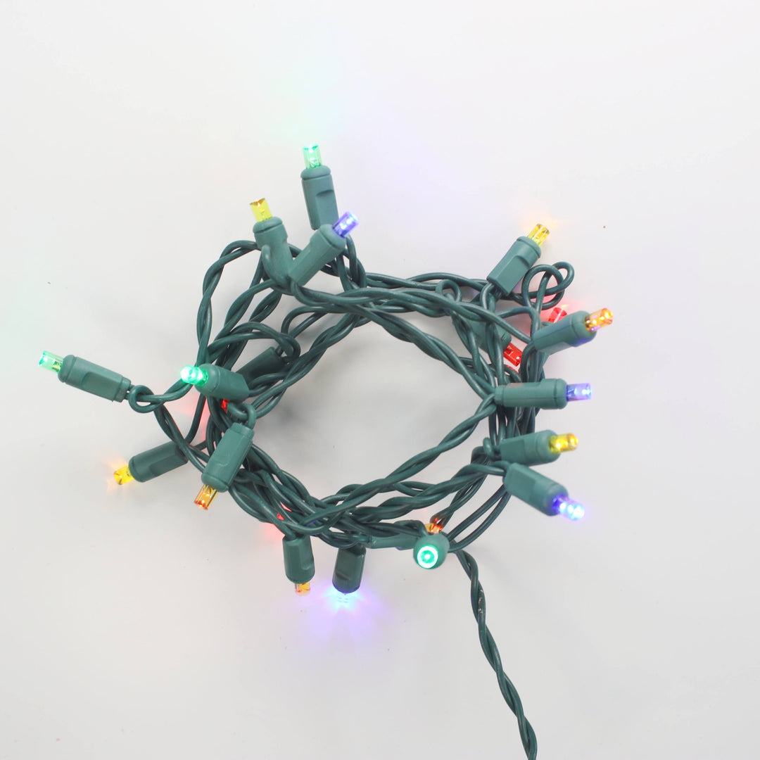 20-light Multicolor LED Craft Lights, Green Wire