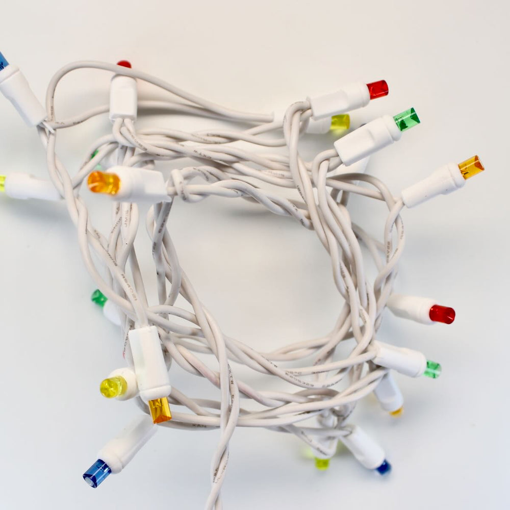 20-light Multicolor LED Craft Lights, White Wire