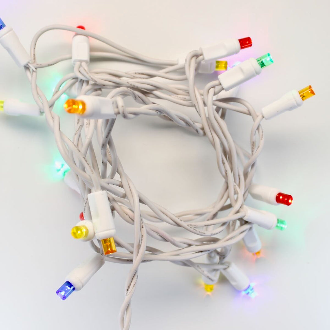 20-light Multicolor LED Craft Lights, White Wire