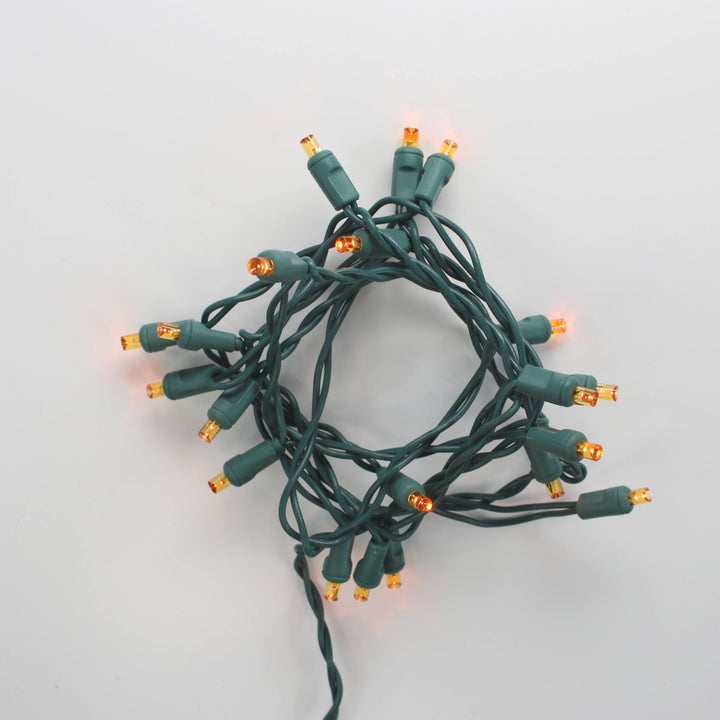 20-light Orange LED Craft Lights, Green Wire