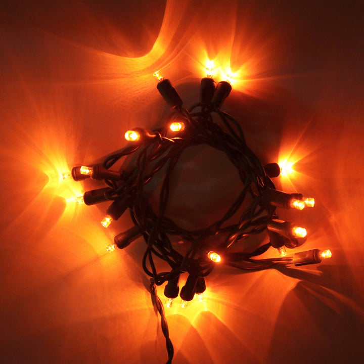20-light Orange LED Craft Lights, Green Wire