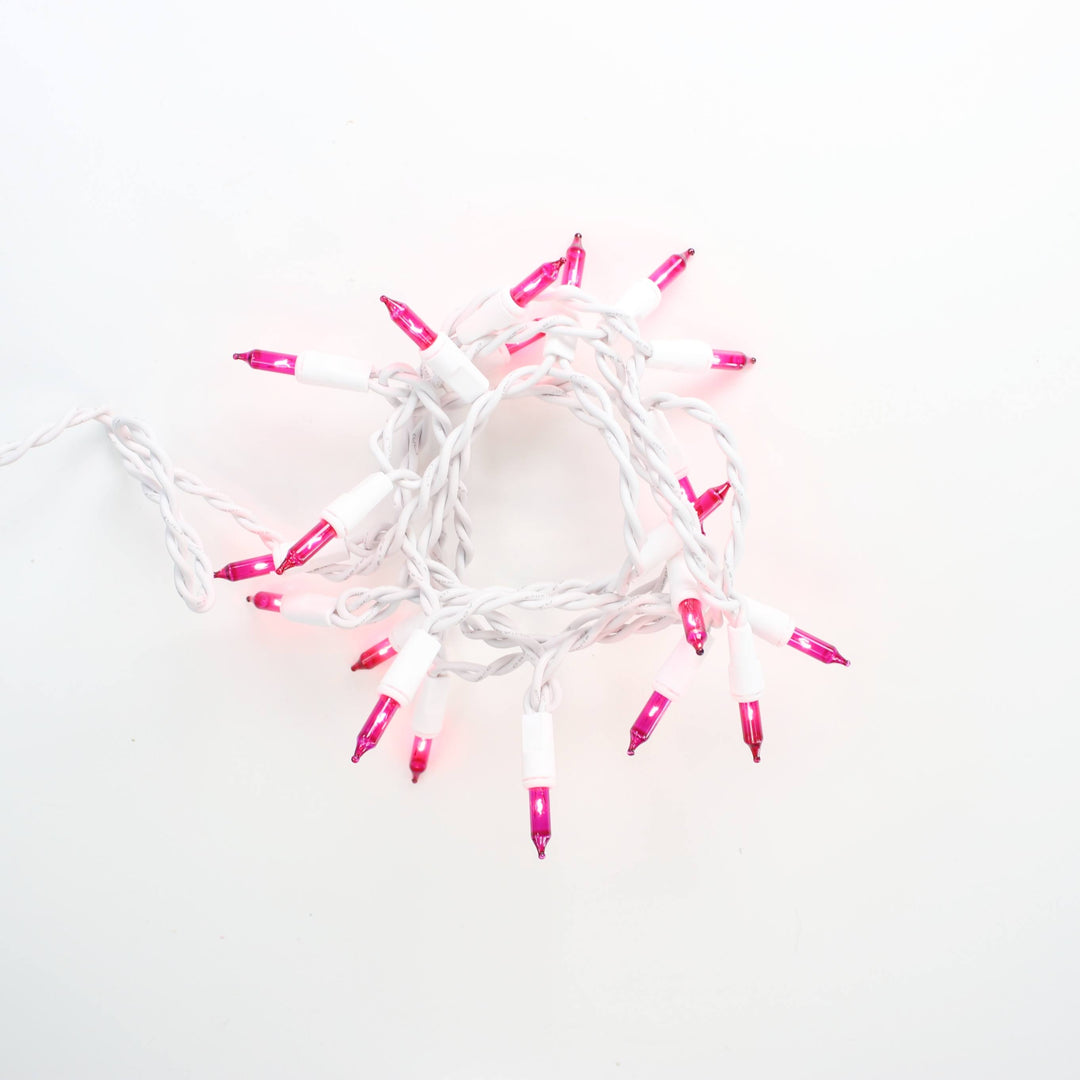 20-bulb Pink Craft Lights, White Wire
