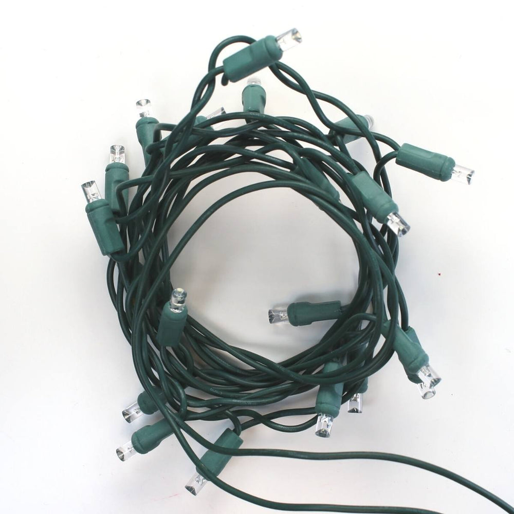 20-light Pure White LED Craft Lights, Green Wire