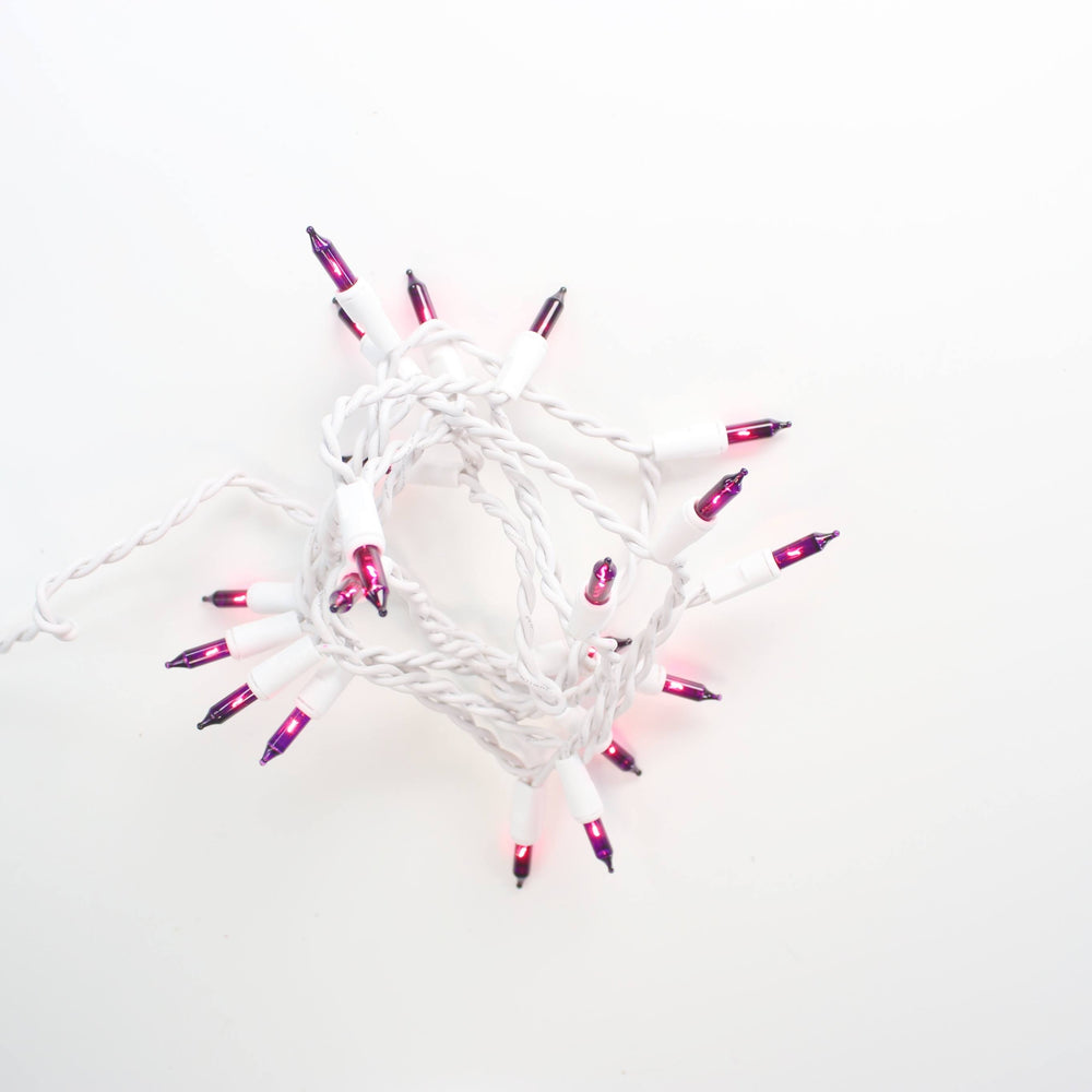 20-bulb Purple Craft Lights, White Wire