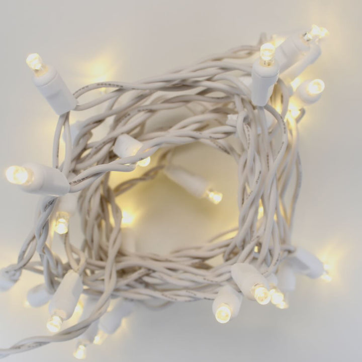 20-light Warm White LED Craft Lights, White Wire