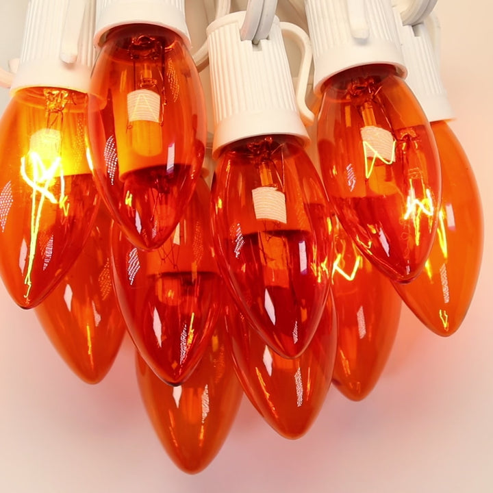 C9 Orange Twinkle Glass Bulbs E17 Bases (25 Pack)