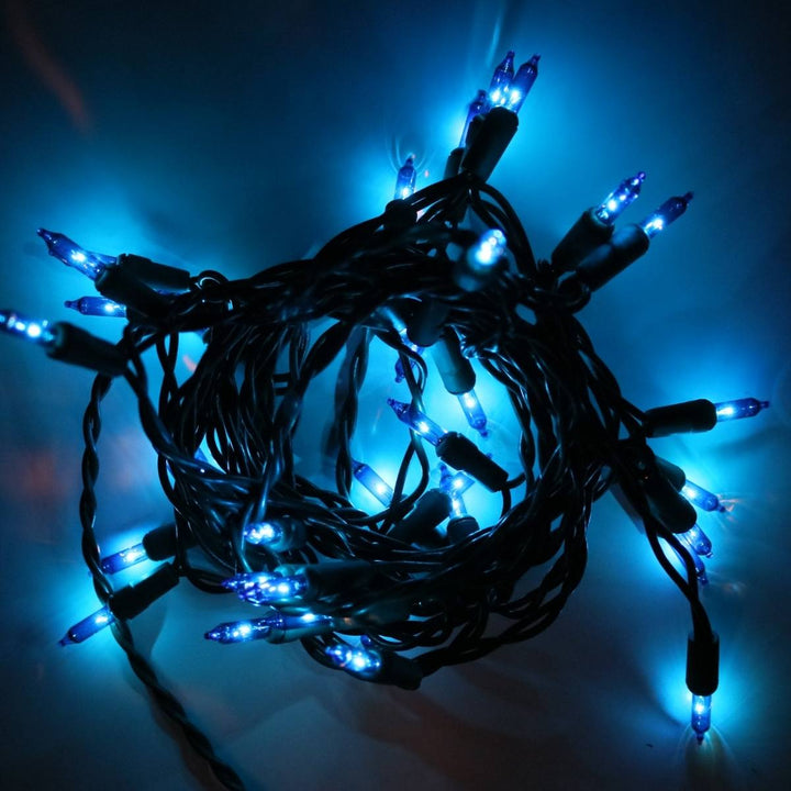 35-bulb Blue Craft Lights, Green Wire