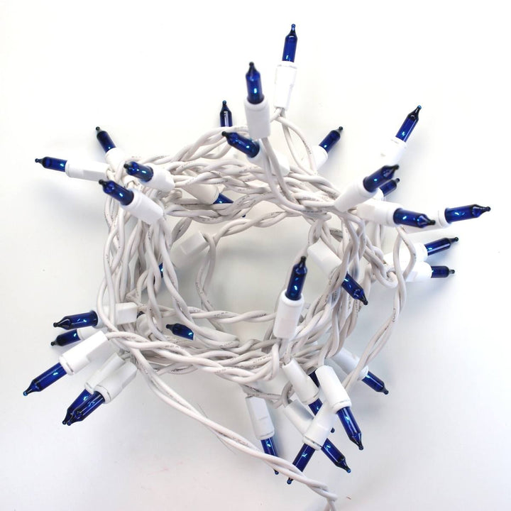 35-bulb Blue Craft Lights, White Wire