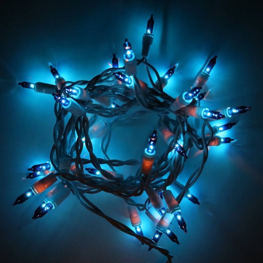 35-bulb Blue Craft Lights, White Wire