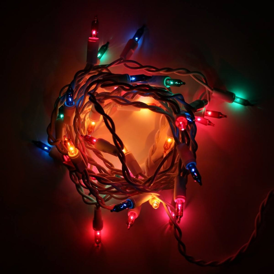 35-bulb Multicolor Craft Lights, White Wire