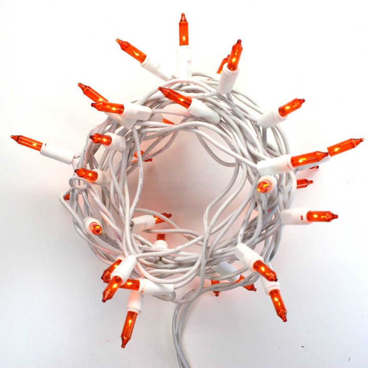 35-bulb Orange Craft Lights, White Wire