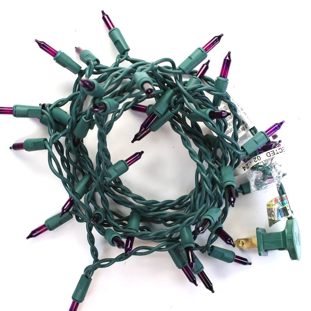 35-bulb Purple Craft Lights, Green Wire