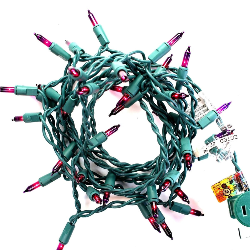 35-bulb Purple Craft Lights, Green Wire