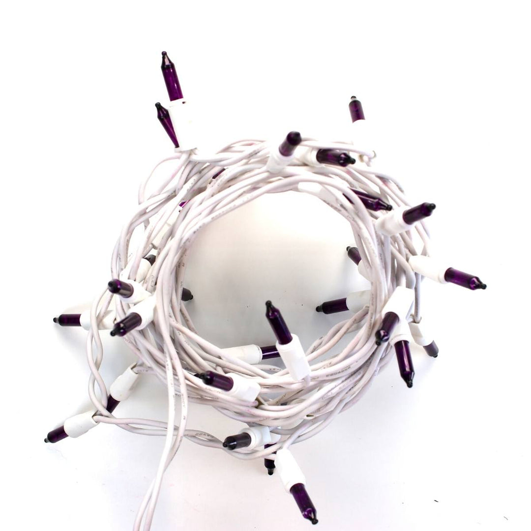 35-bulb Purple Craft Lights, White Wire