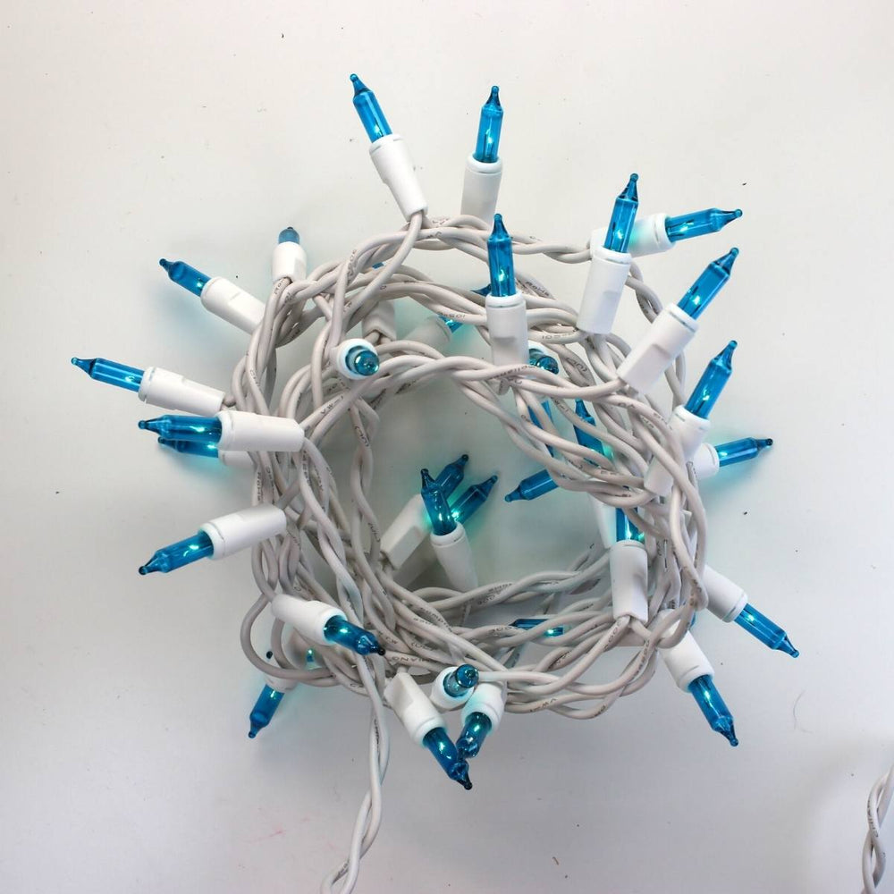 20-bulb Teal Craft Lights, White Wire