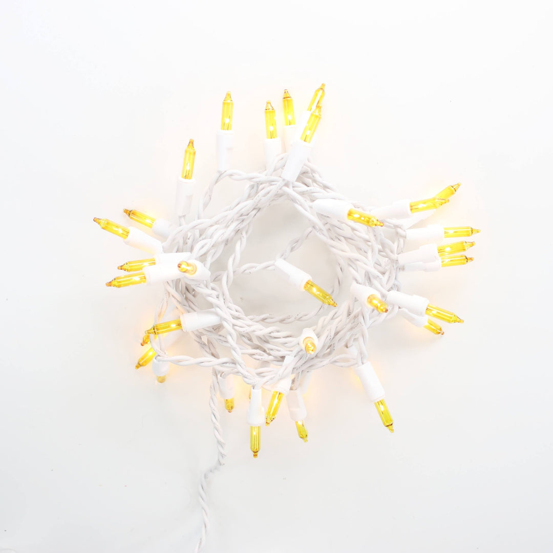35-bulb Yellow Craft Lights, White Wire