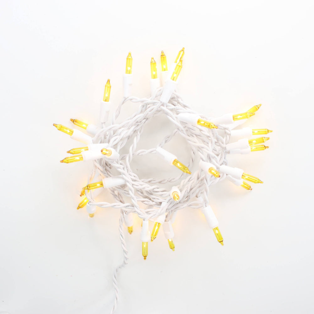 35-bulb Yellow Craft Lights, White Wire