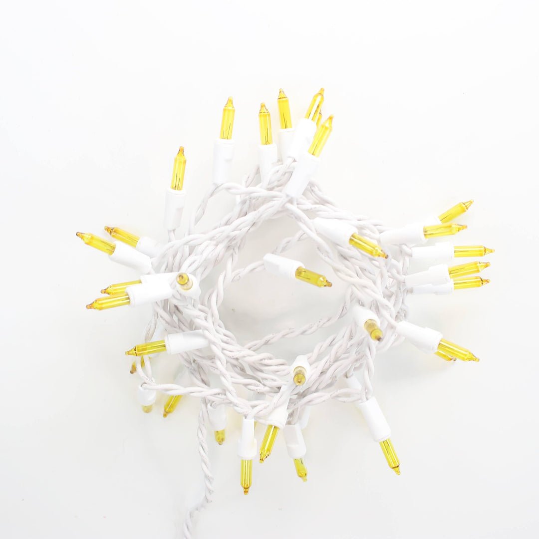 35-bulb Yellow Craft Lights, White Wire
