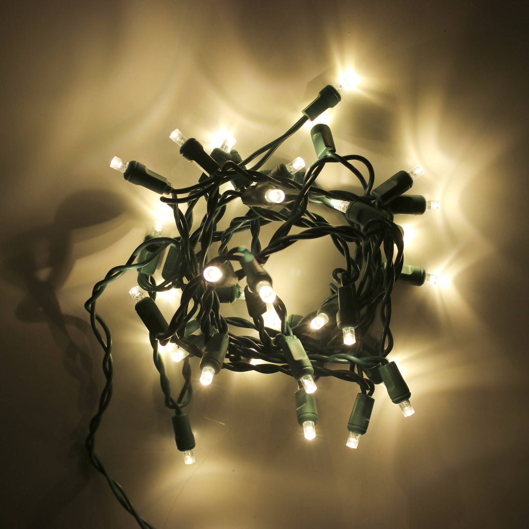 35-light Warm White LED Craft Lights, Green Wire