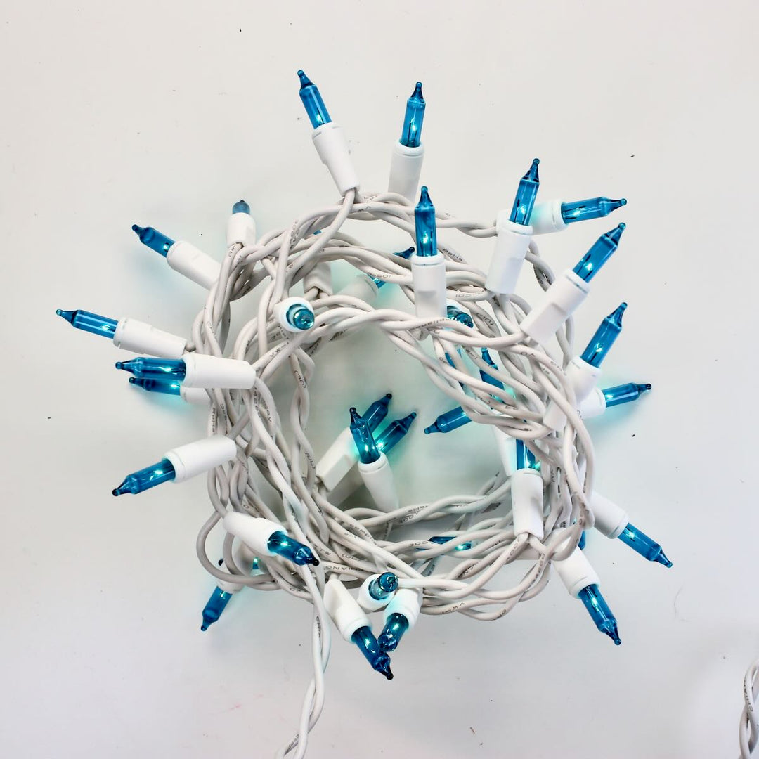 35-bulb Teal Craft Lights, White Wire