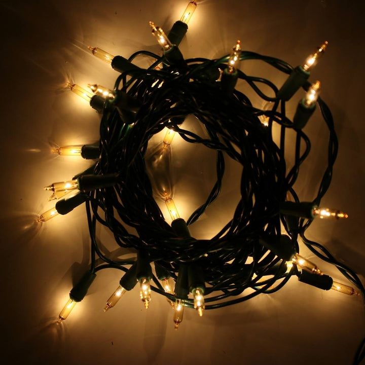 35-bulb Yellow Craft Lights, Green Wire