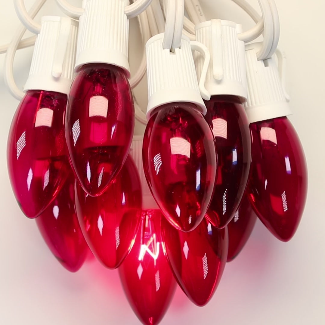C9 Red Twinkle Glass Bulbs E17 Bases (25 Pack)