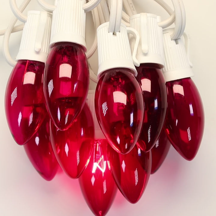 C9 Red Twinkle Glass Bulbs E17 Bases (25 Pack)