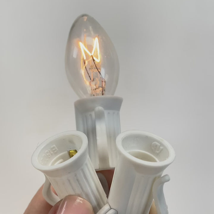 C7 Clear (White) Glass Bulbs E12 Bases (25 Pack)