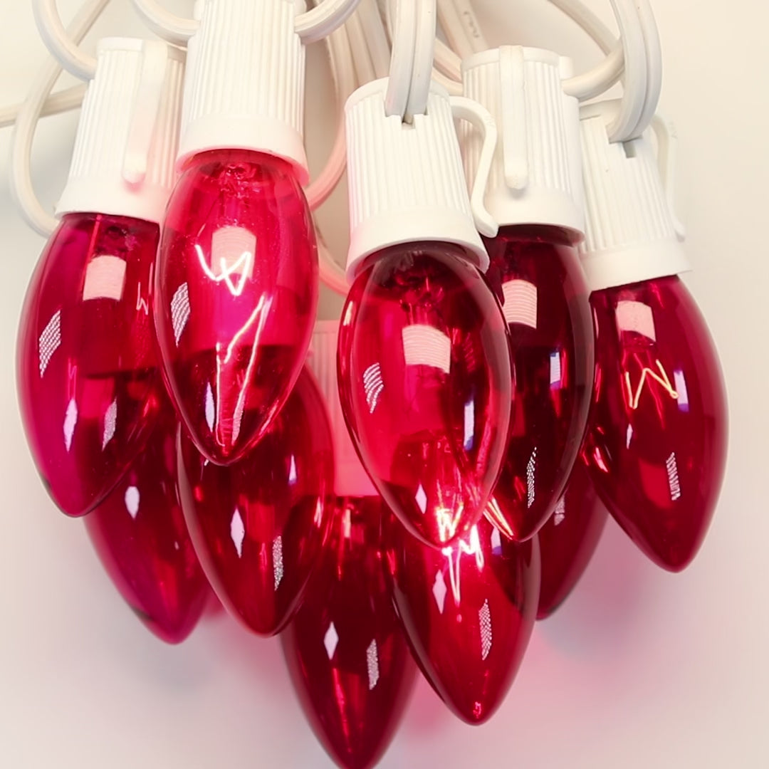 C9 Pink Twinkle Glass Bulbs E17 Bases