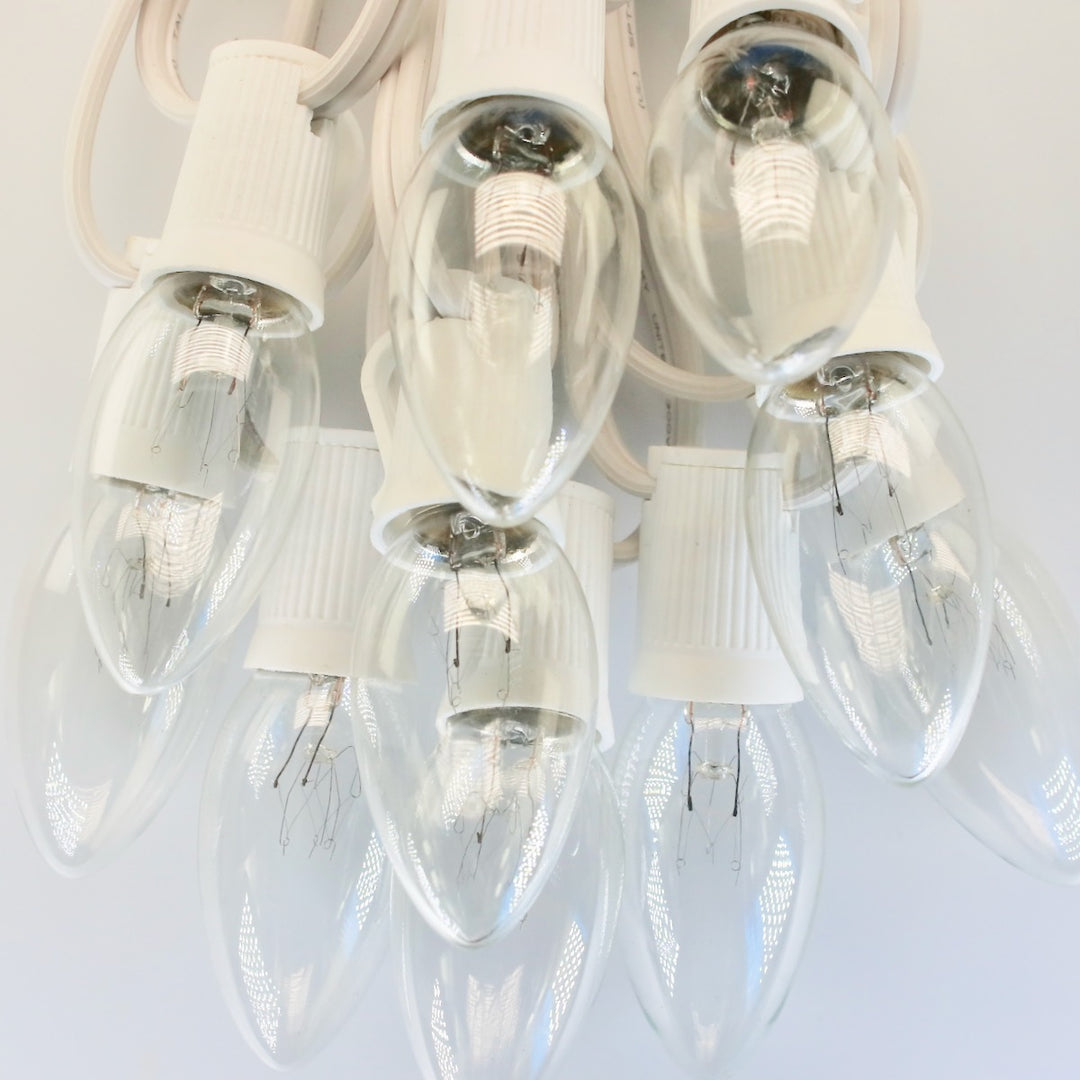 C9 Clear Extra Bright Glass Bulbs E17 Bases